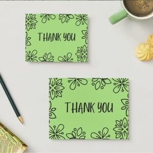 Set of 10 Grass Green Thank You Post Cards